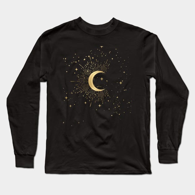 Moon starry sky gift Long Sleeve T-Shirt by Bianka